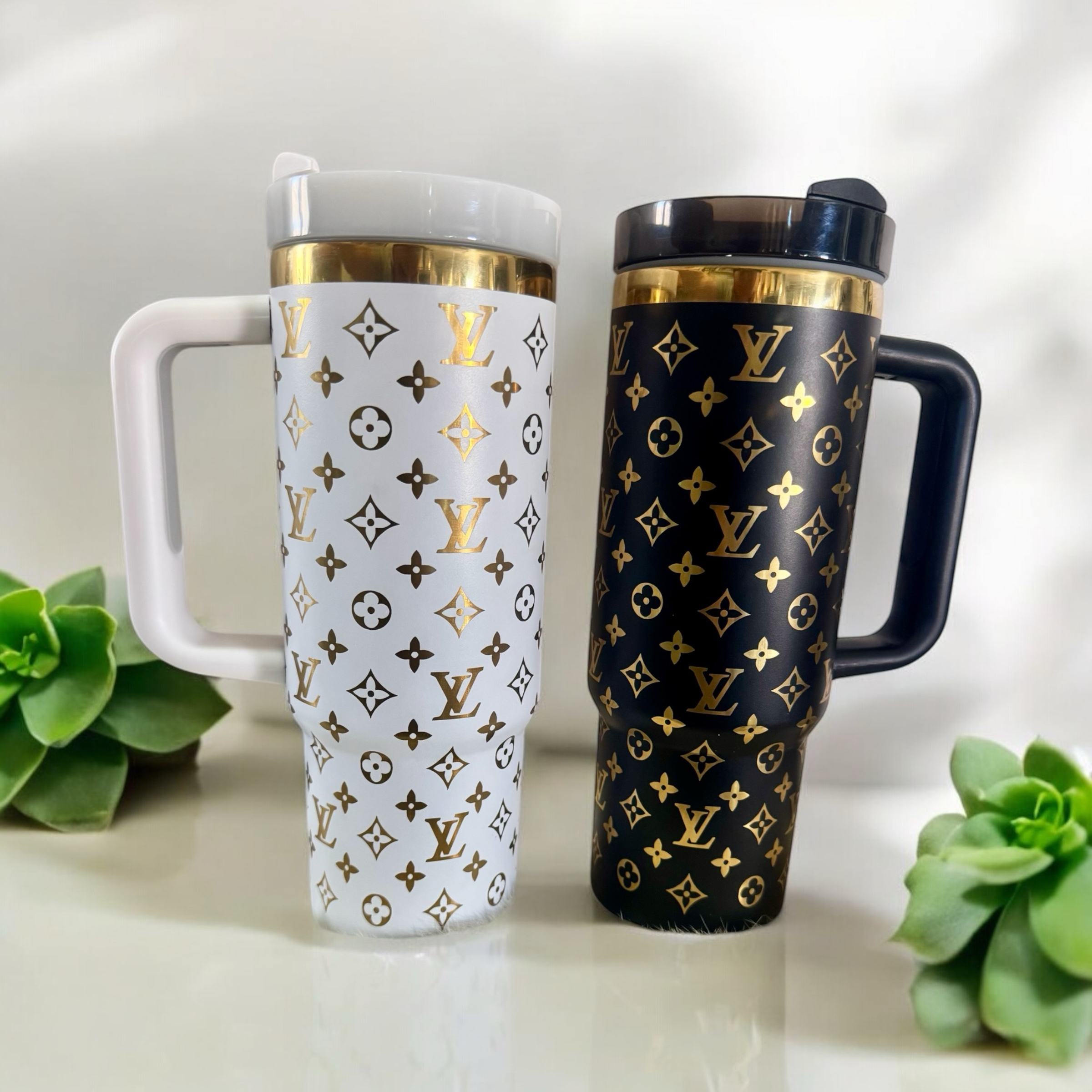 30oz LV Inspired Tumbler - Gold Underlay