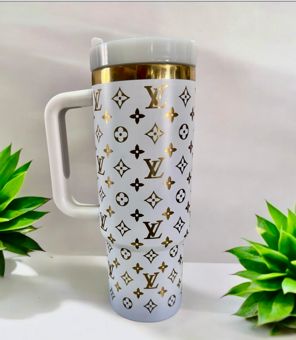 30oz LV Inspired Tumbler - Gold Underlay