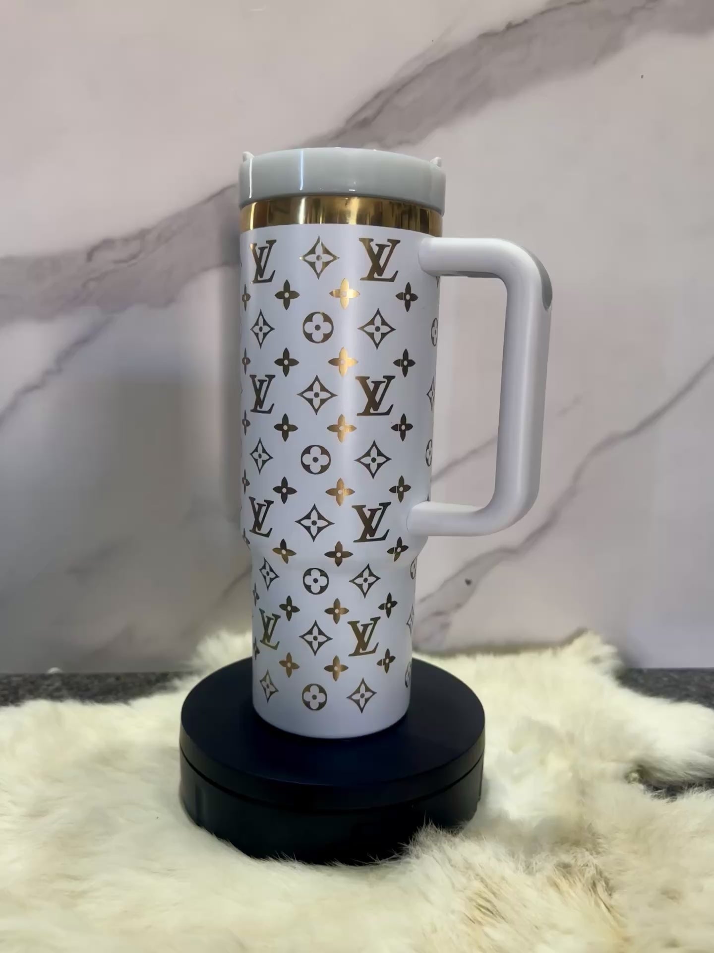30oz LV Inspired Tumbler - Gold Underlay